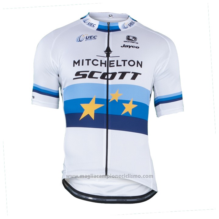 2018 Abbigliamento Ciclismo Mitchelton Scott Campione Europa Manica Corta e Salopette